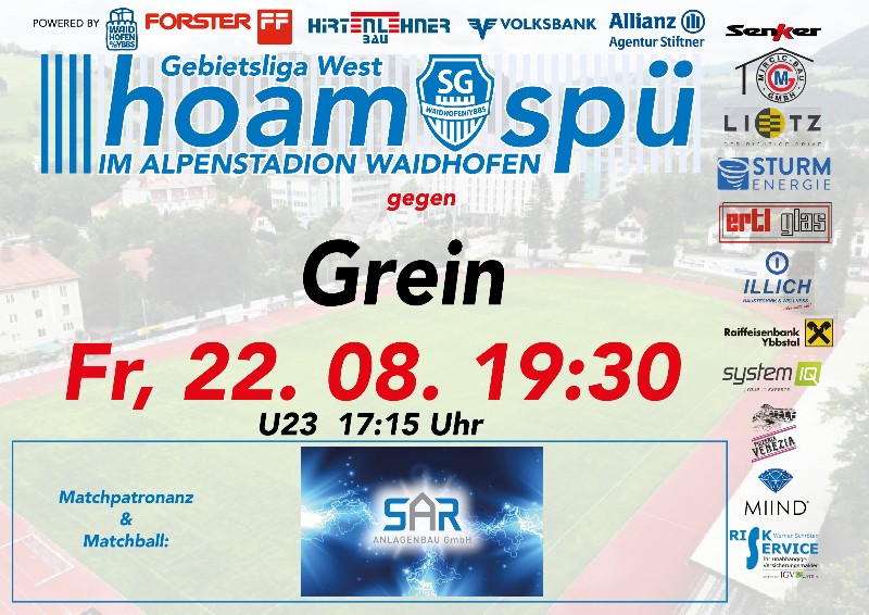 Es geht wieder los im Alpenstadion! Heimspiel gegen TSV Grein am 22.08.2025!